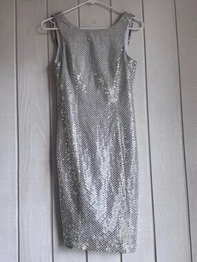 Vintage Newport News Silver Sequin Mini Dress